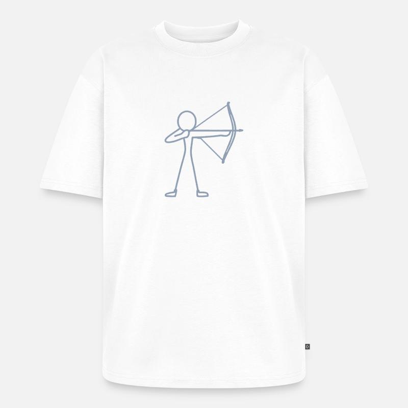Strichmännchen Bogen Bogenschießen Bogenschütze - Unisex Premium Oversized Bio T-Shirt - Weiß
