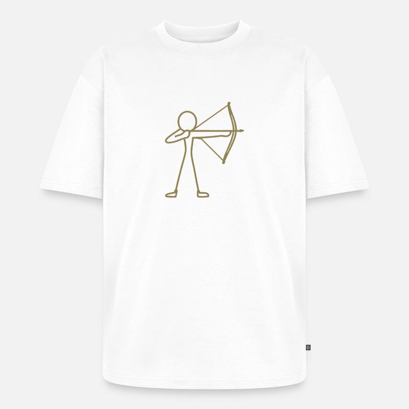 Strichmännchen Bogen Bogenschießen Bogenschütze - Unisex Premium Oversized Bio T-Shirt - Weiß