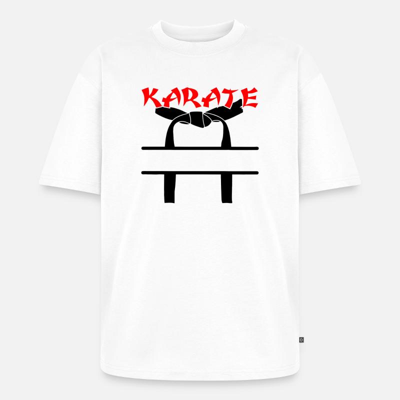 Karate mit schwarzem Gürtel - Unisex Premium Oversized Bio T-Shirt - Weiß
