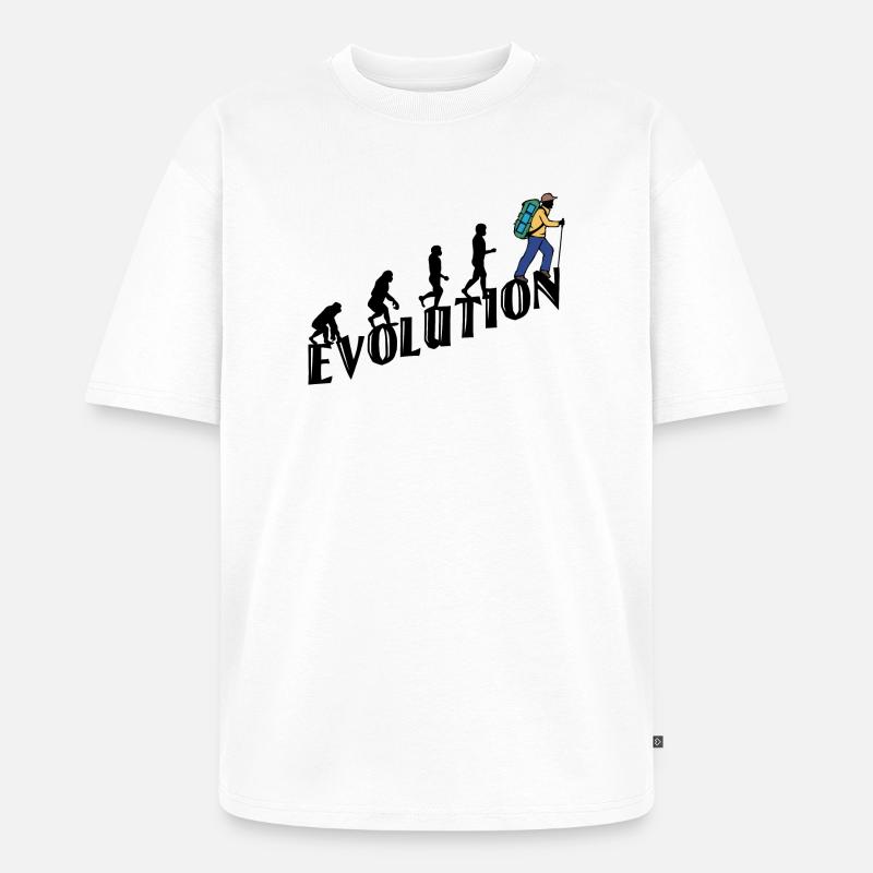 Wandern Evolution Wanderer Wanderung Klettern - Unisex Premium Oversized Bio T-Shirt - Weiß