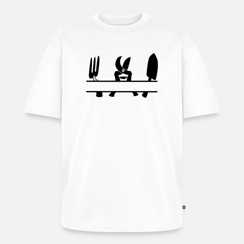 Gartengärtner Werkzeug Textbanner - Unisex Premium Oversized Bio T-Shirt - Weiß