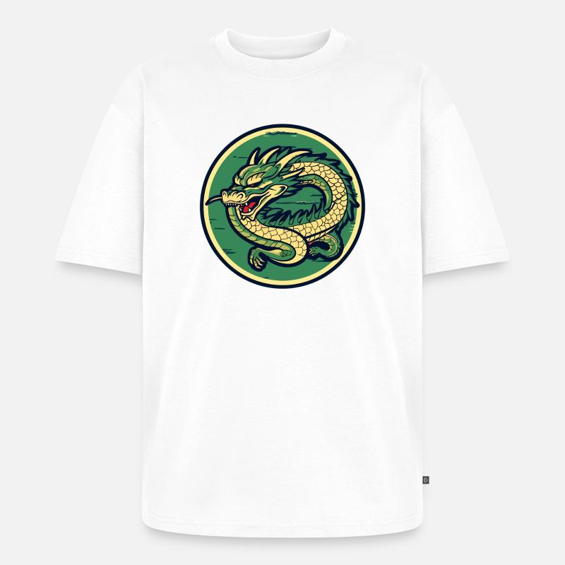 Dragon Crest Circle Patch - Unisex Premium Oversized Bio T-Shirt - Weiß