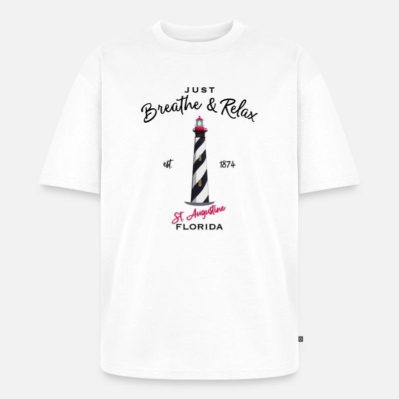 Florida, Leuchtturm St. Augustine - Unisex Premium Oversized Bio T-Shirt - Weiß