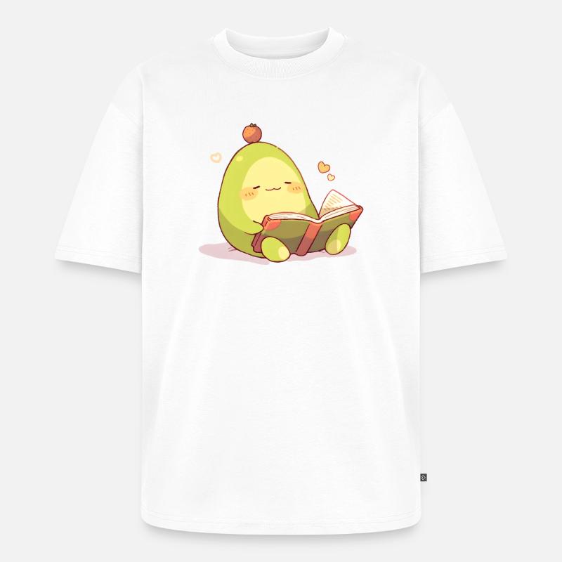 Avocado Leseheld – Kuschelnde Buchzeit - Unisex Premium Oversized Bio T-Shirt - Weiß
