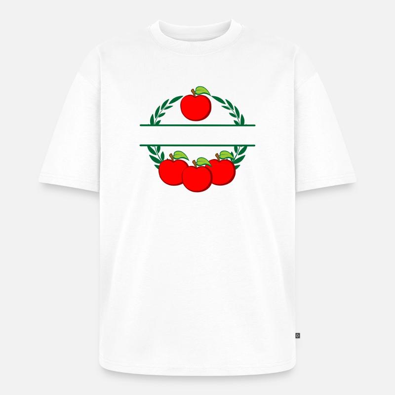 Äpfel im Lorbeerkranz rote Äpfel - Unisex Premium Oversized Bio T-Shirt - Weiß