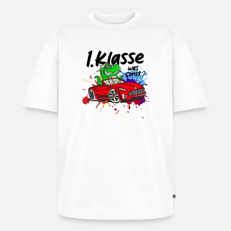 Schulkind Einschulung 2026 1. Klasse Geschenk - Unisex Premium Oversized Bio T-Shirt - Weiß