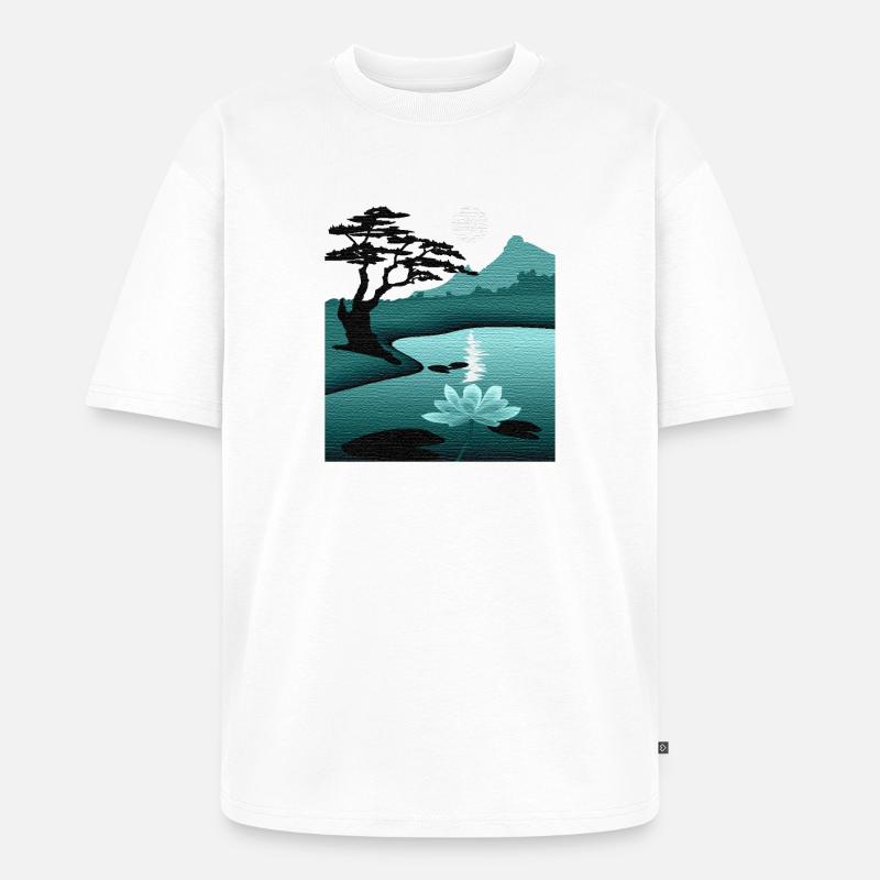 Mondlandschaft by Night with Structure - Unisex Premium Oversized Bio T-Shirt - Weiß