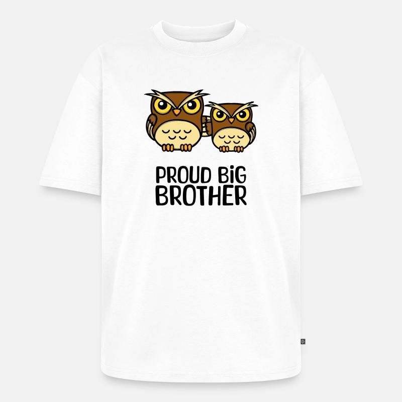 Eule Stolzer Großer Bruder Statement Bruderherz - Unisex Premium Oversized Bio T-Shirt - Weiß
