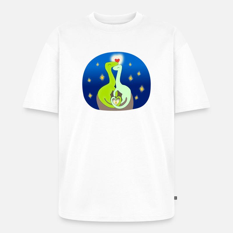 Compsognate in der Liebe - Unisex Premium Oversized Bio T-Shirt - Weiß