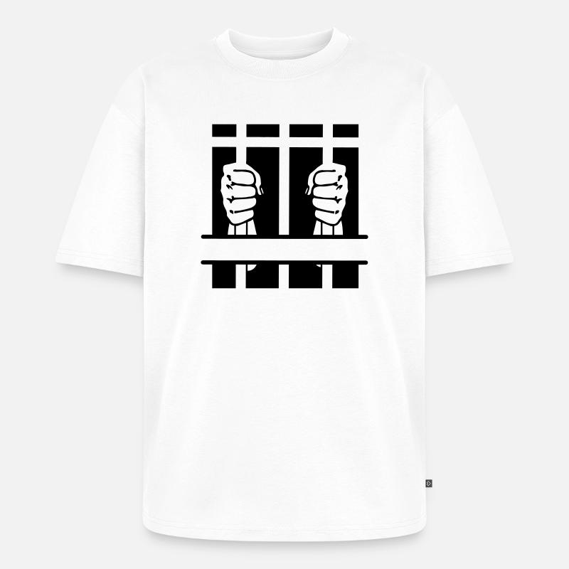 Zwei Fäuste hinter Gittern und Leerzeichen - Unisex Premium Oversized Bio T-Shirt - Weiß