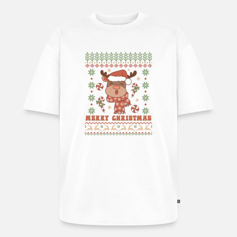 Pull de Noël moche - T-shirt Premium bio oversize Unisexe - blanc