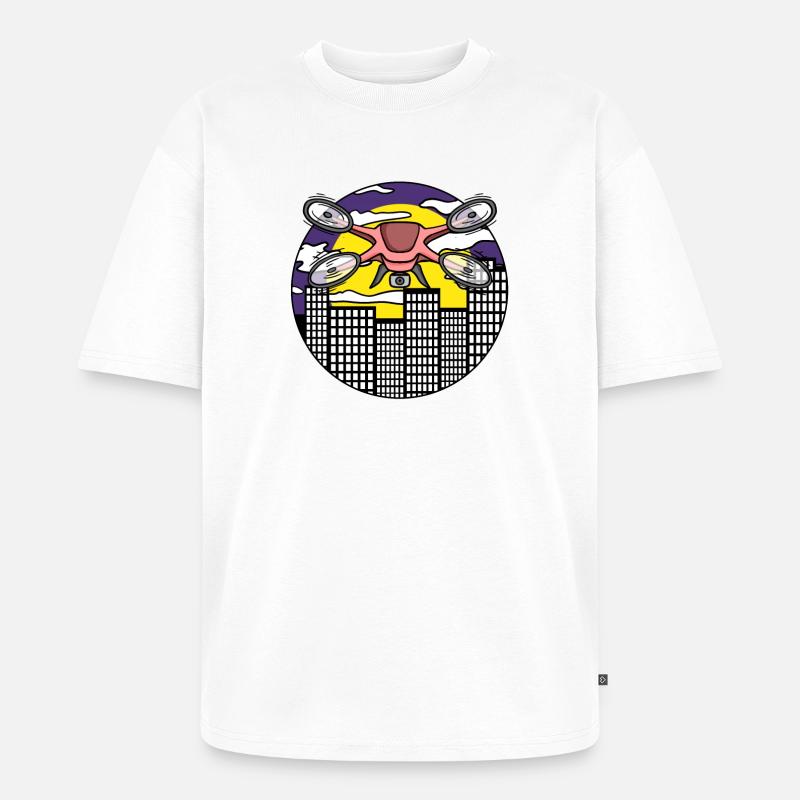 Drone Drone Drones - T-shirt Premium bio oversize Unisexe - blanc