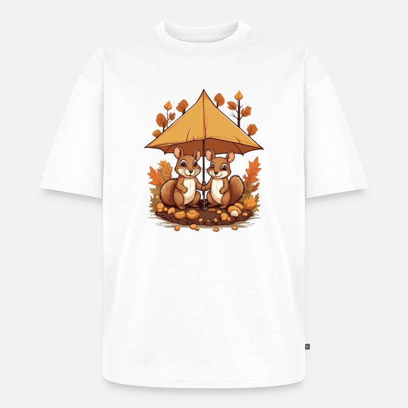 Süße Eichhörnchen - Unisex Premium Oversized Bio T-Shirt - Weiß
