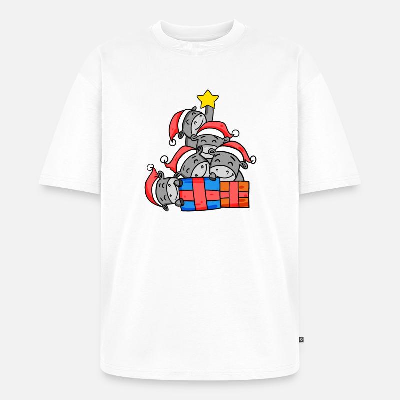 Arbre de Noël âne Noël - T-shirt Premium bio oversize Unisexe - blanc