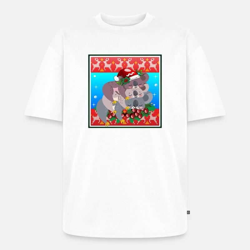 HÄSSLICHER WEIHNACHTSPULLOVER - KOALA BEAR FAMILY - Unisex Premium Oversized Bio T-Shirt - Weiß