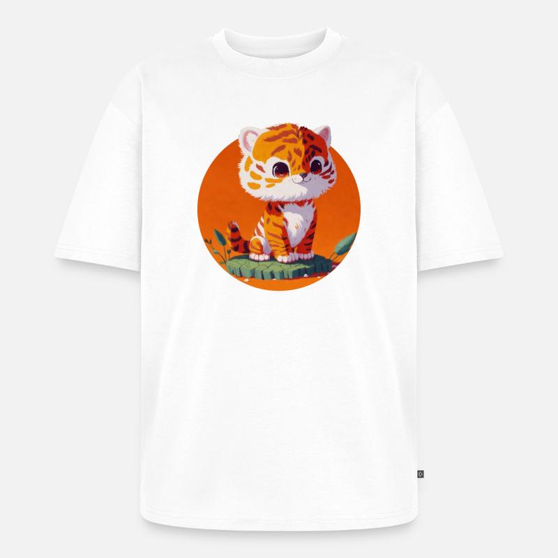 Kleiner Tiger So Süßes Kind - Unisex Premium Oversized Bio T-Shirt - Weiß