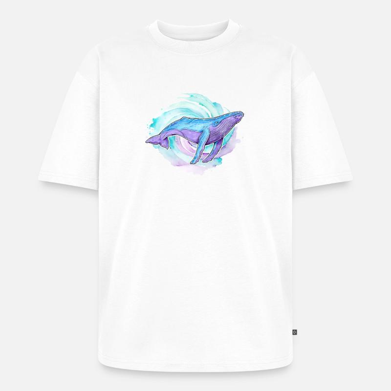 Buckelwal Aquarell - Unisex Premium Oversized Bio T-Shirt - Weiß
