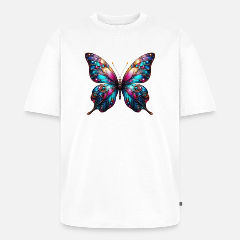 Schmetterling - Unisex Premium Oversized Bio T-Shirt - Weiß