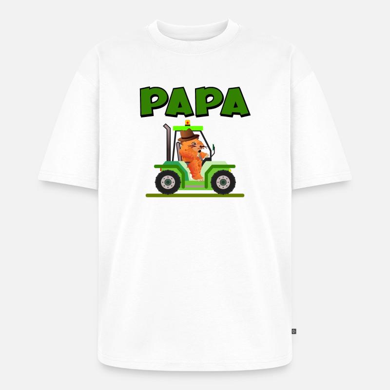 Bauer Vater Traktor - Unisex Premium Oversized Bio T-Shirt - Weiß