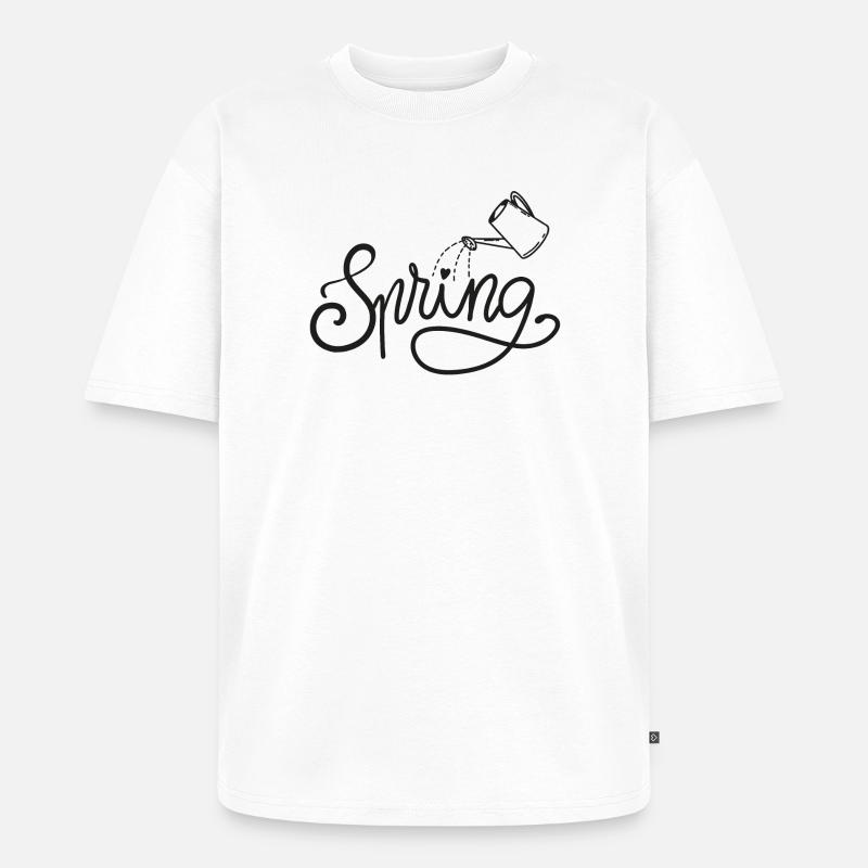spring frühlingsbeginn garten gießen beet - Unisex Premium Oversized Bio T-Shirt - Weiß