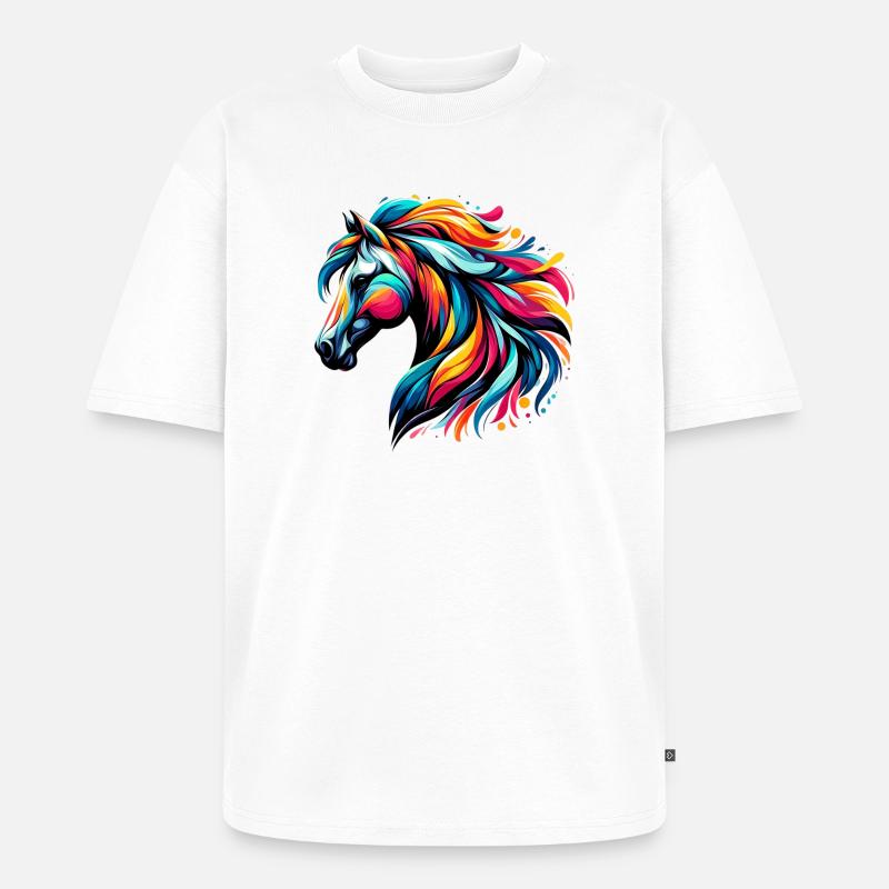 Pferd - Unisex Premium Oversized Bio T-Shirt - Weiß