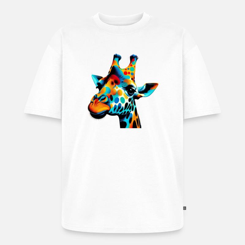 Giraffe Pop Art - Unisex Premium Oversized Bio T-Shirt - Weiß