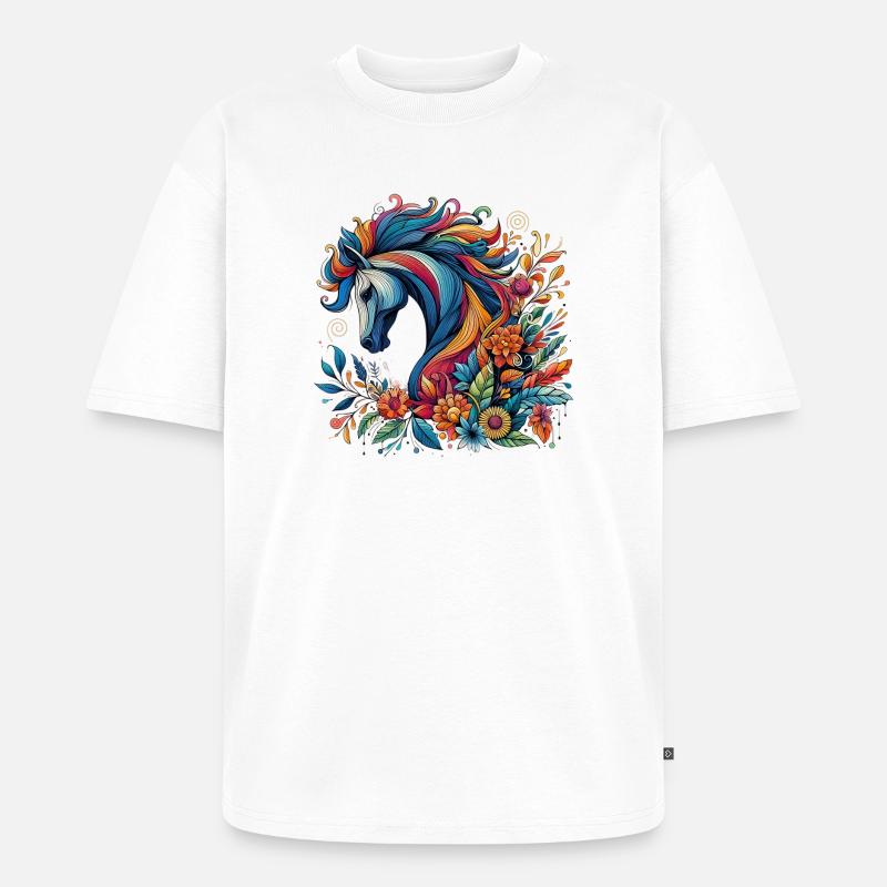 Pferd - Unisex Premium Oversized Bio T-Shirt - Weiß