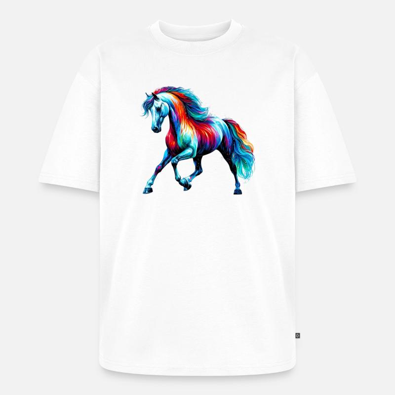 Pferd - Unisex Premium Oversized Bio T-Shirt - Weiß