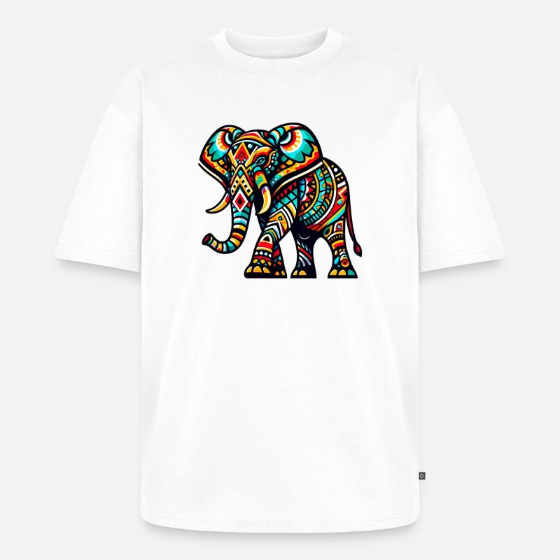 Éléphant - T-shirt Premium bio oversize Unisexe - blanc