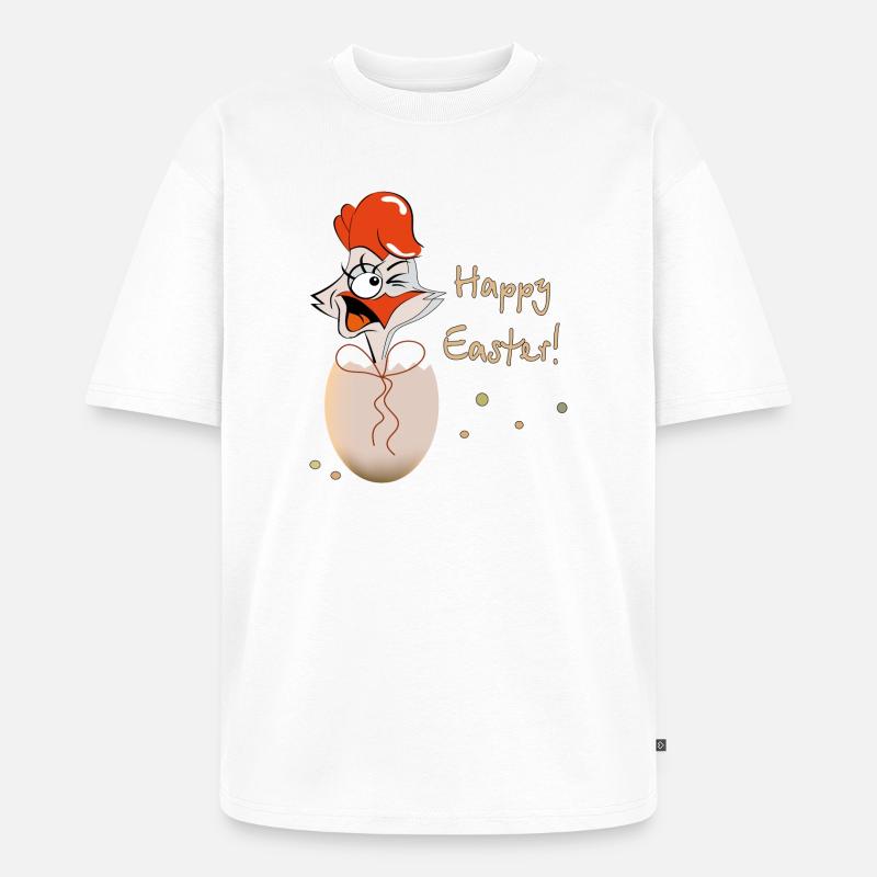 Happy Easter Hahn Ostern - Unisex Premium Oversized Bio T-Shirt - Weiß