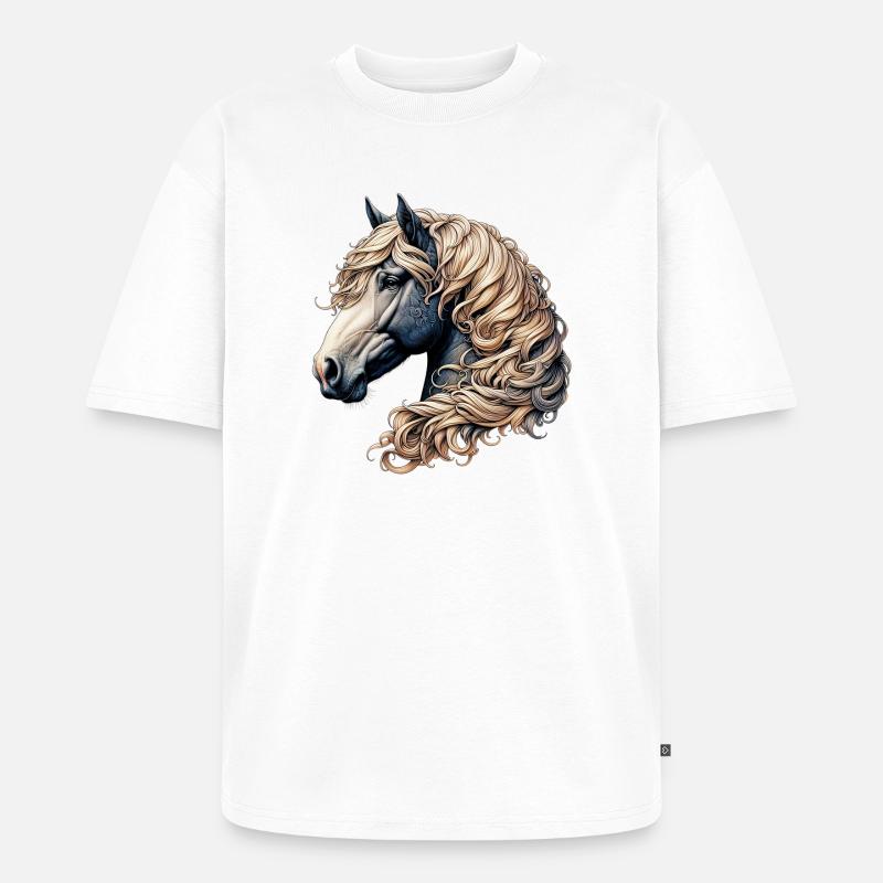 Pferd - Unisex Premium Oversized Bio T-Shirt - Weiß