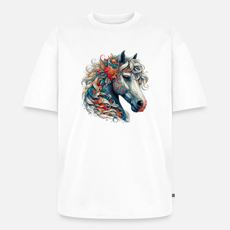 Pferd - Unisex Premium Oversized Bio T-Shirt - Weiß