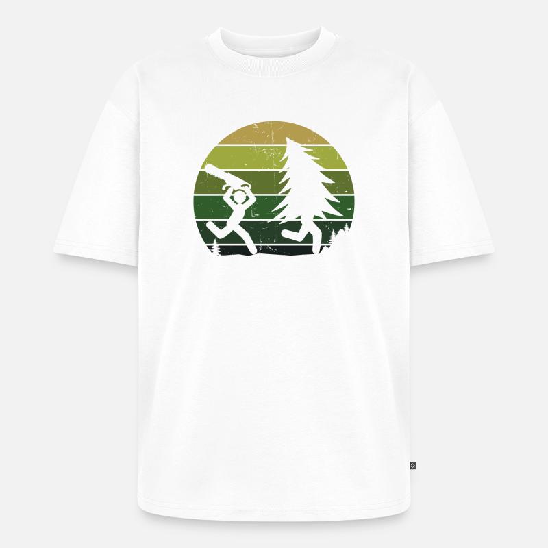 Arbre bûcheron sciure sciure bois bois - T-shirt Premium bio oversize Unisexe - blanc