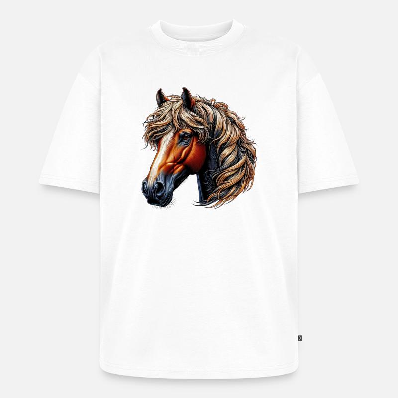 Pferd - Unisex Premium Oversized Bio T-Shirt - Weiß