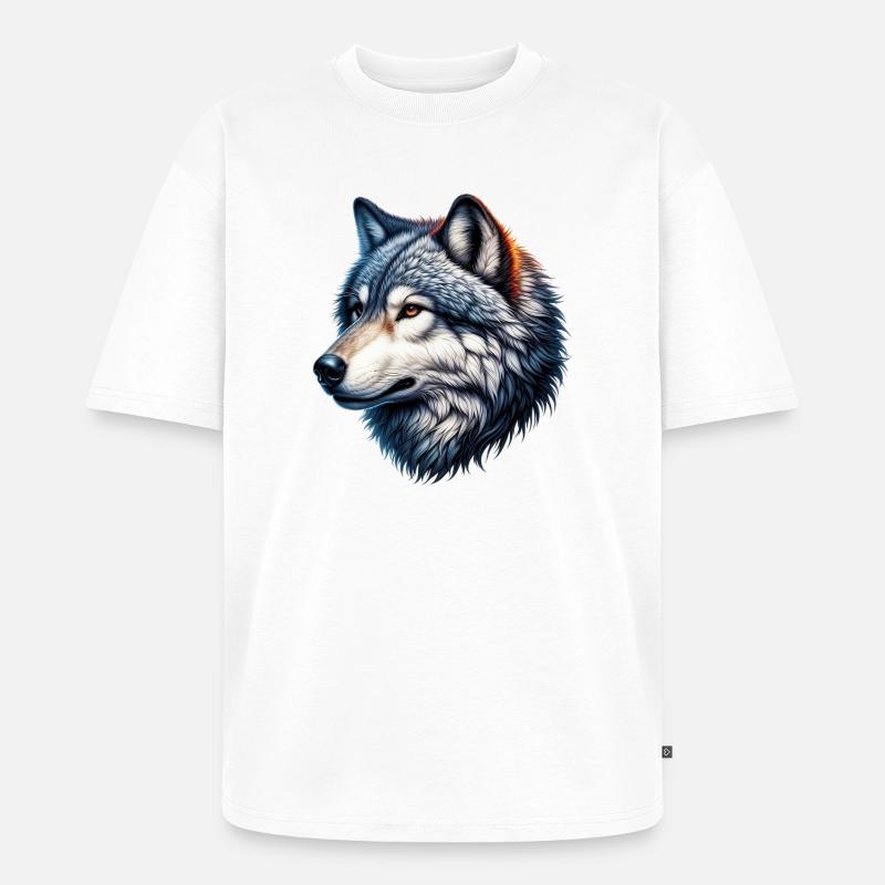 Wolf - Unisex Premium Oversized Bio T-Shirt - Weiß