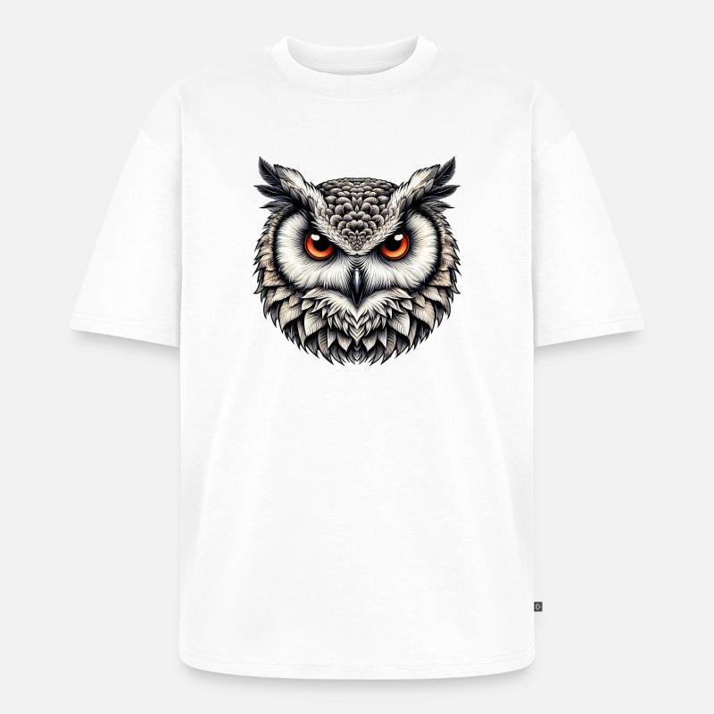 Eule - Unisex Premium Oversized Bio T-Shirt - Weiß