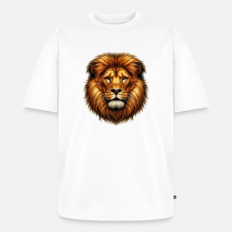 Löwe - Unisex Premium Oversized Bio T-Shirt - Weiß