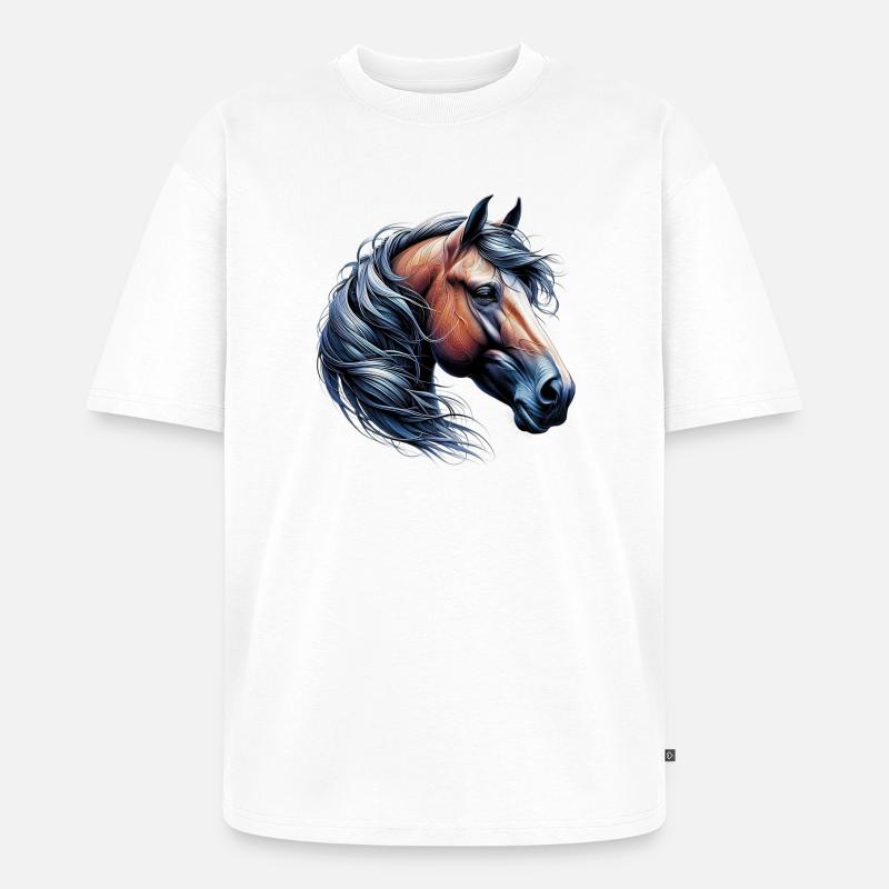 Pferd - Unisex Premium Oversized Bio T-Shirt - Weiß