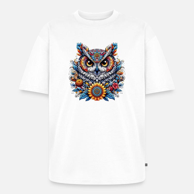 Eule - Unisex Premium Oversized Bio T-Shirt - Weiß