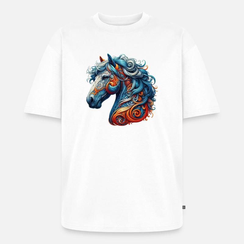 Pferd - Unisex Premium Oversized Bio T-Shirt - Weiß