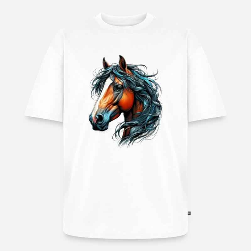 Pferd - Unisex Premium Oversized Bio T-Shirt - Weiß