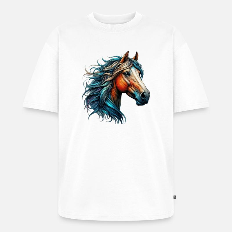 Pferd - Unisex Premium Oversized Bio T-Shirt - Weiß