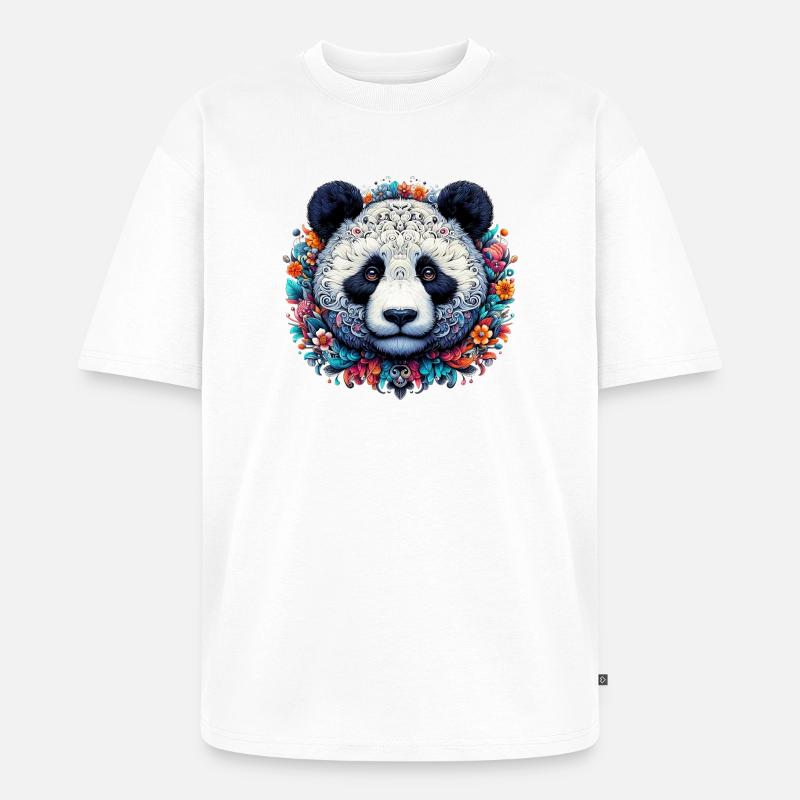 Panda - Unisex Premium Oversized Bio T-Shirt - Weiß