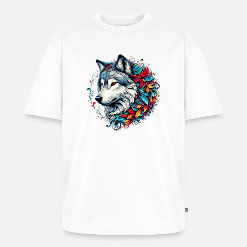 Wolf - Unisex Premium Oversized Bio T-Shirt - Weiß