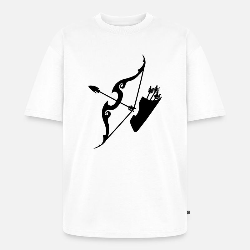 Schütze-Bogen mit Pfeilen - Unisex Premium Oversized Bio T-Shirt - Weiß