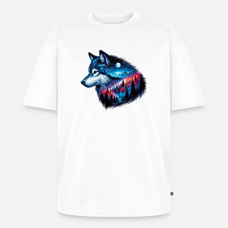 Wolf - Unisex Premium Oversized Bio T-Shirt - Weiß