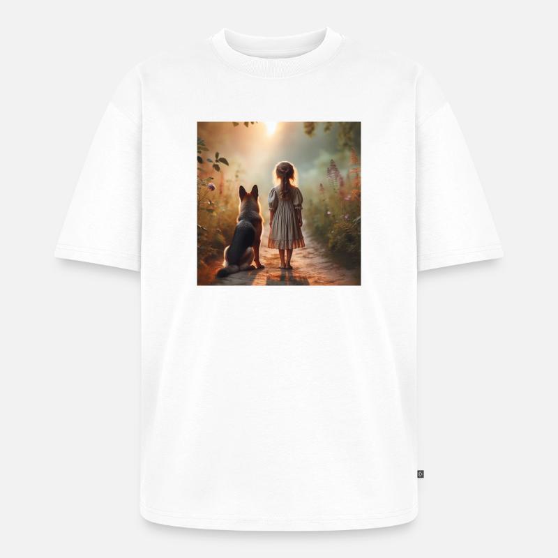 Deutscher Schäferhund Kunst - Unisex Premium Oversized Bio T-Shirt - Weiß