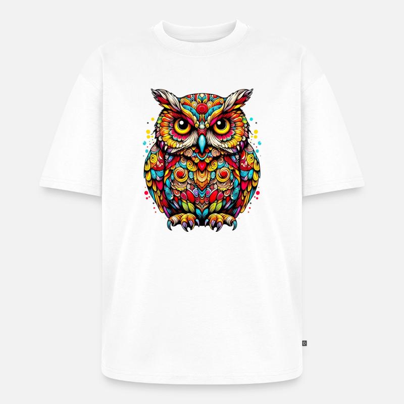 Eule - Unisex Premium Oversized Bio T-Shirt - Weiß
