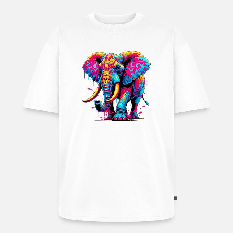 Elefant - Unisex Premium Oversized Bio T-Shirt - Weiß