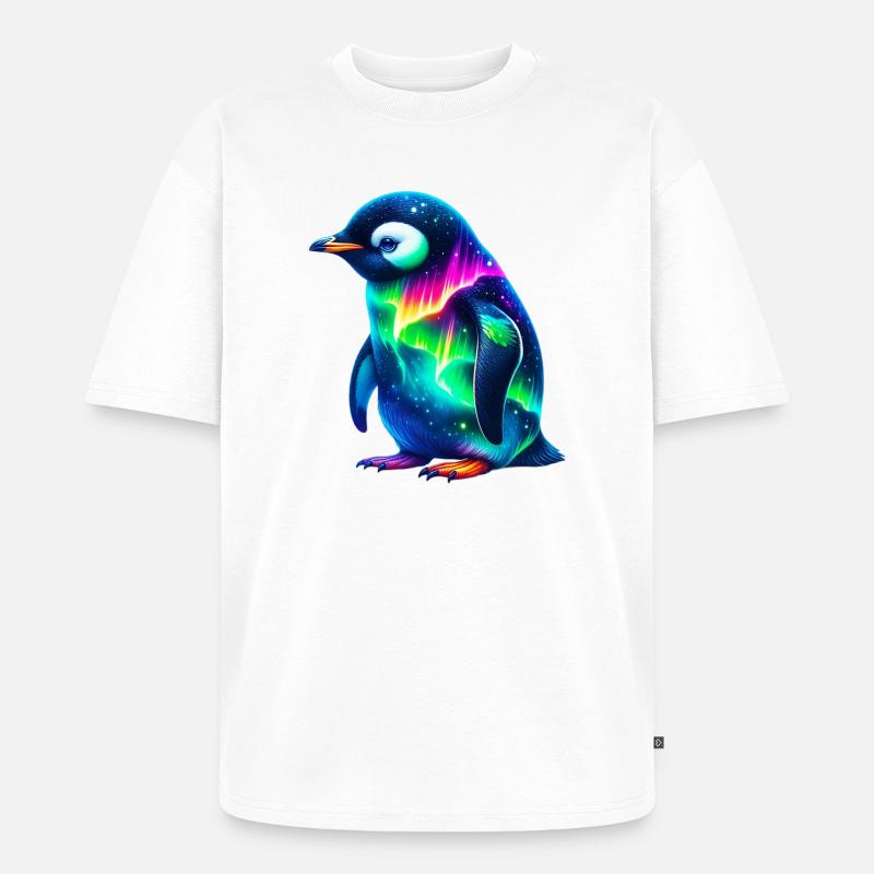 Aurora Borealis Pinguin - Unisex Premium Oversized Bio T-Shirt - Weiß